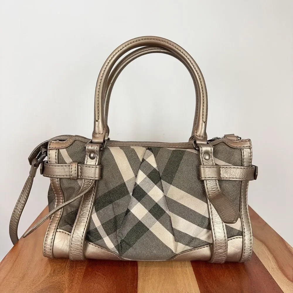 Pre-Owned Burberry Satchel Shimmer Nova Check‎ Canvas